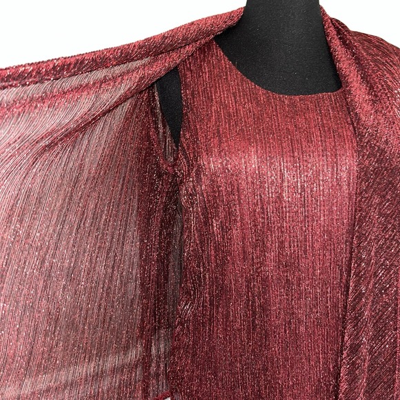 R&M Richards Womens Size L Red Sparkly Twofer Cardigan Jacket Long Sleeve NEW - Picture 5 of 9